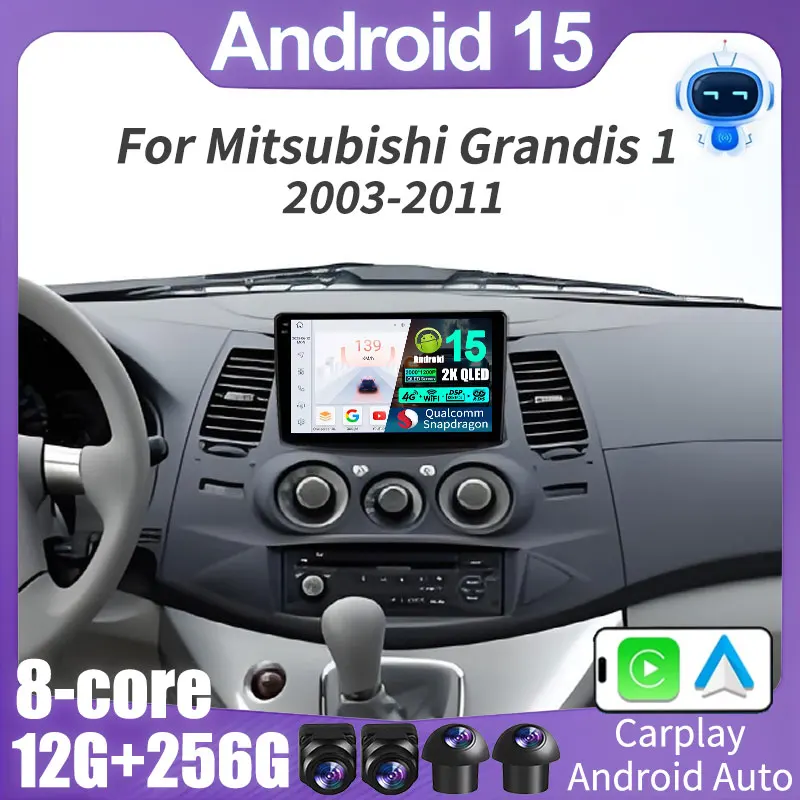 Android 15 Car Radio For Mitsubishi Grandis 1 2003 - 2011 GPS Multimedia Player Navi Head Unit Stereo Wireless Carplay Stereo BT