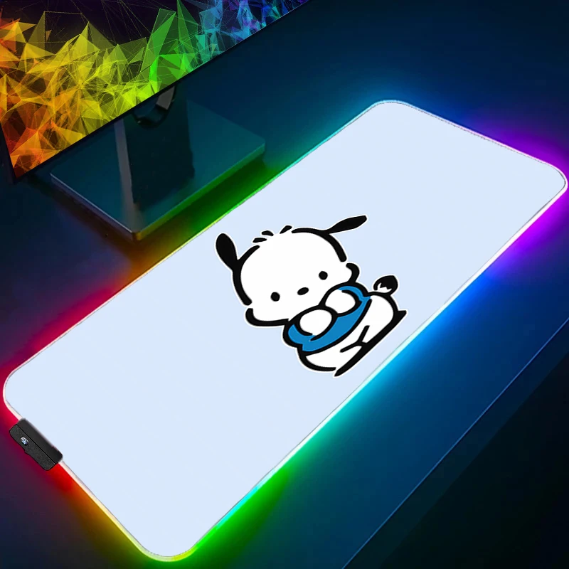 RGB Mouse Pad Pochacco Anime Office Laptop Gaming Accessories LED Keyboard Desk Mat Gamer Carpet Mousepad Backlight Mouse Mats