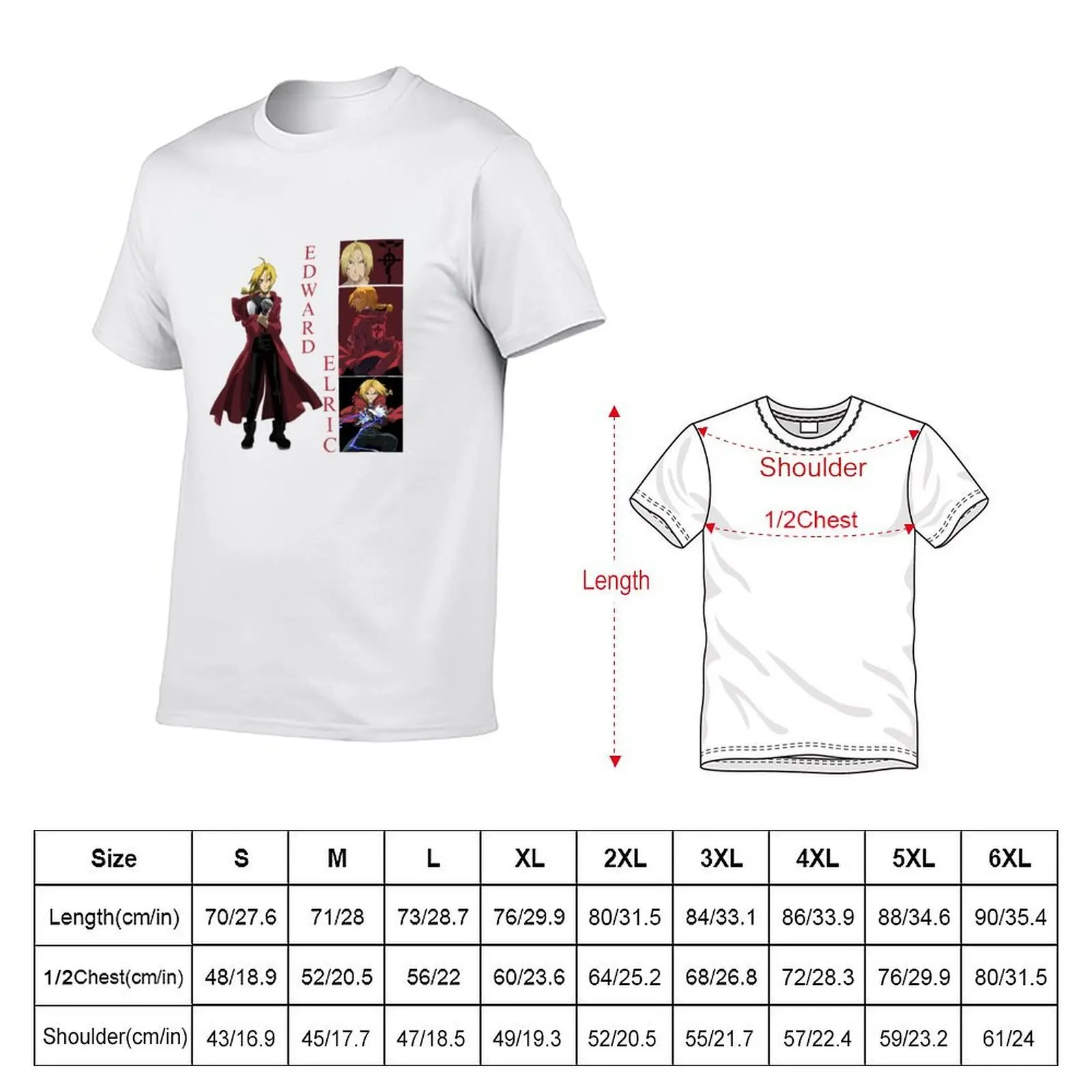 Japanese anime edward elric T-Shirt cotton t shirt man t shirt man casual T-Shirt