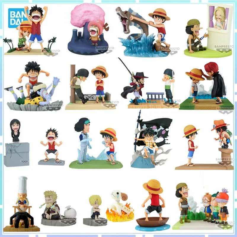 

Bandai Original Anime ONE PIECE WCF LOG STORIES WCF Luffy Nami Going Merry Sanji Zoro Usopp Chopper PVC Action Figure Model Toy