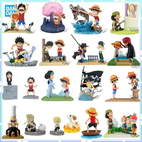 Bandai Original Anime ONE PIECE WCF LOG STORIES WCF Luffy Nami Going Merry Sanji Zoro Usopp Chopper PVC Action Figure Model Toy