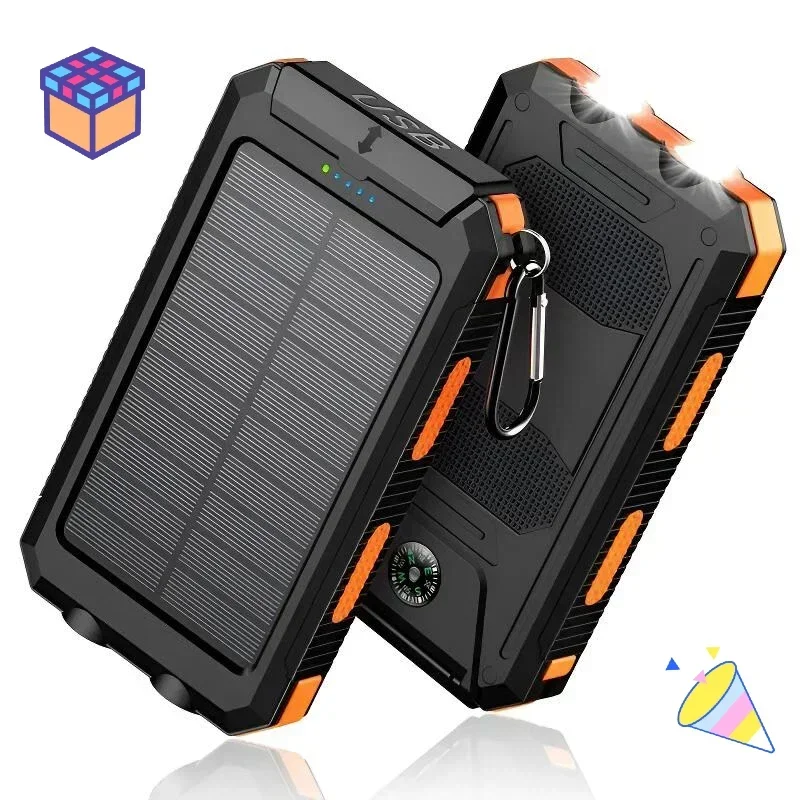 Den ganzen Tag 10000 mAh Solar Power Bank Ladegerät Licht Kompass Outdoor Campingausrüstung