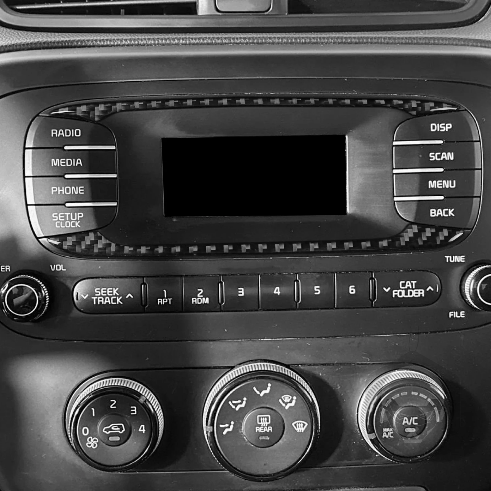 Real Carbon Fiber Car Accessories Center Radio Strips Trim Cover Soft Sticker For Kia Soul 2014 2015 2016 2017 2018 2019