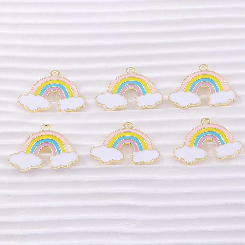 10 teile/los Cartoon Emaille Regenbogen Wolken Charms für Schmuck Machen Frauen Mode Tropfen Ohrringe Anhänger Halsketten DIY Handwerk Geschenk – Detail 19