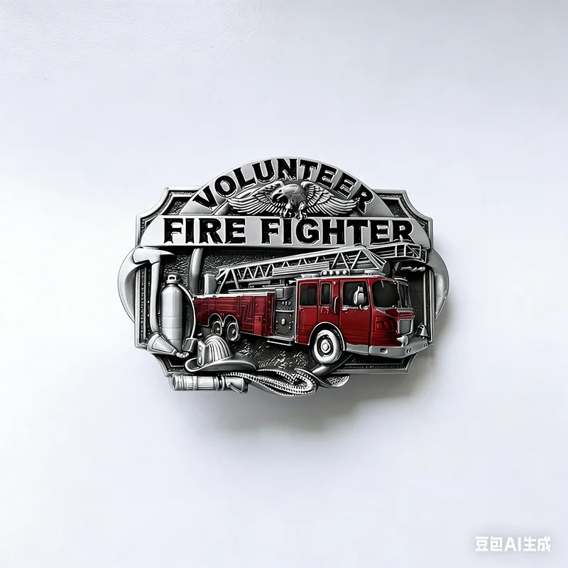 Enamel Volunteer Firefighter Fire Belt Buckle Gurtelschnalle Boucle de ceinture BK-WT007 Free Shipping