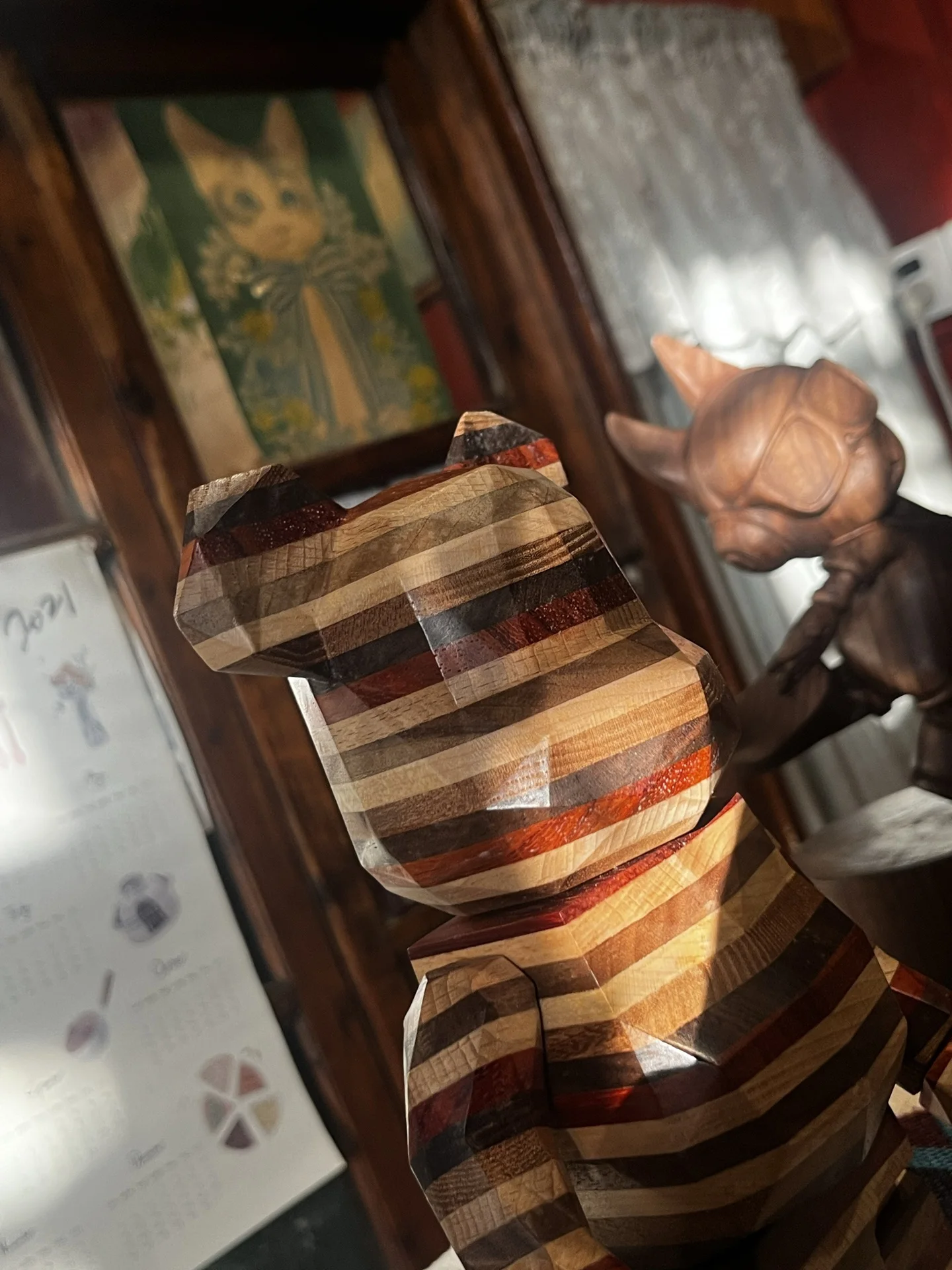 Bearbrick 400% Karimoku Horizon Horizon en forme de diamant 6 types d'épissure de bois 28 cm hauteur 11 pouces Collection figurines cadeaux D