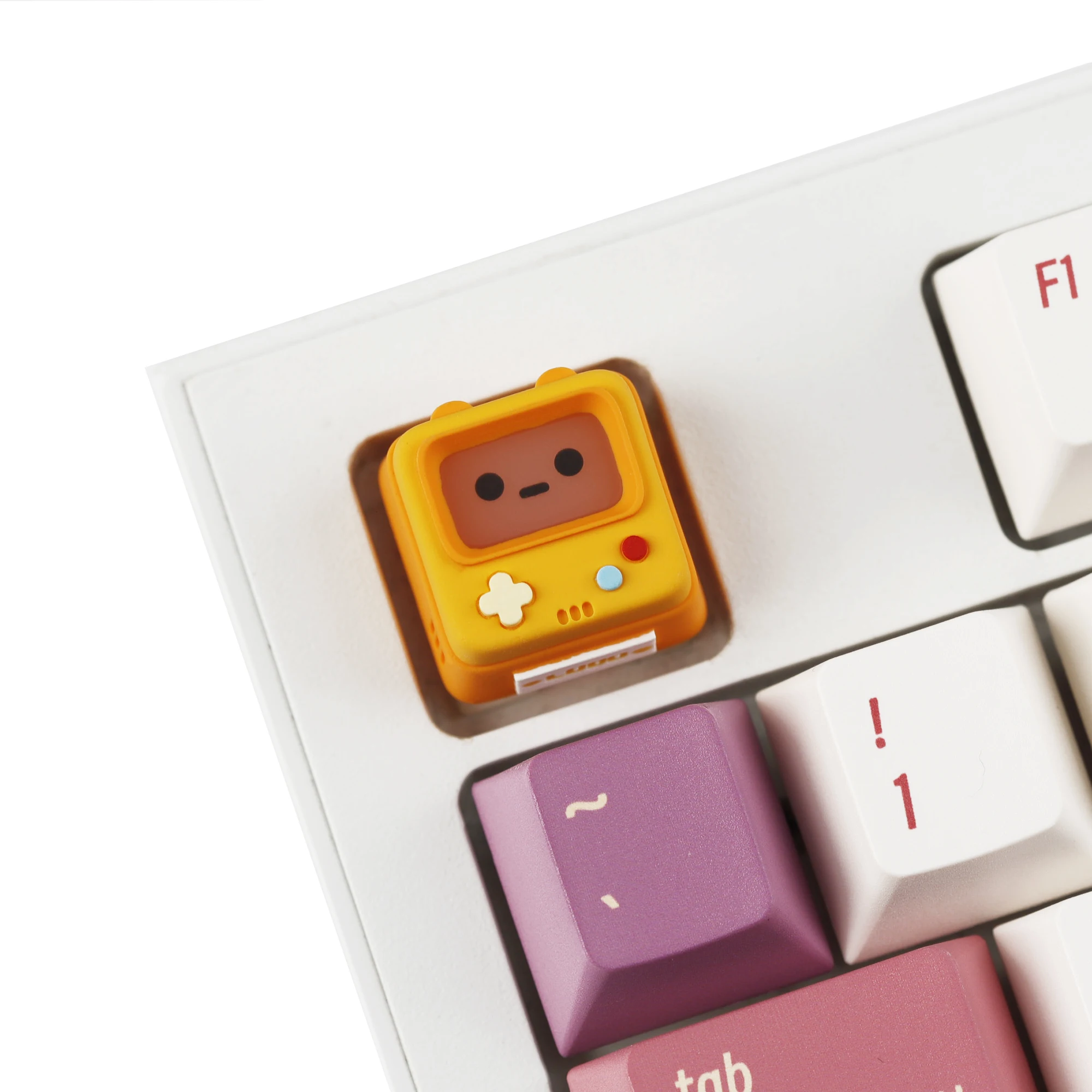 YMDK 1pcs Retro Game Console Theme Shine Through Gray Blue Pink Orange Resin Personalized 1u Keycaps for MX Mechanical Keyboards