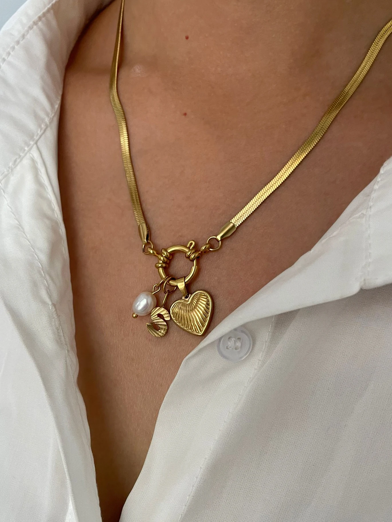 GHIDBK Minimalist Starfish Stripe Conch Scallop Shaped Pendant Necklace for Women Waterproof Trend Jewelry Summer Beach Party