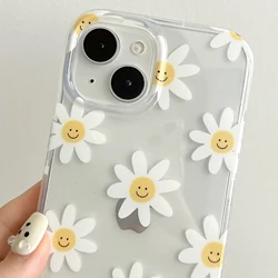 Smiling face flower Summer Trendy Phone Case For IPHONE 15PRO MAX 14 13 12  PRO Plus Acrylic TPU Two in one Mobile Phone Cases