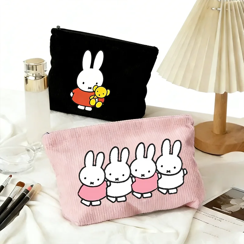 

Косметичка Miffy: Милая женская многофункциональная сумка для косметики, вместительный пенал с мультяшным принтом, вельветовые сумки для хранения, подарок