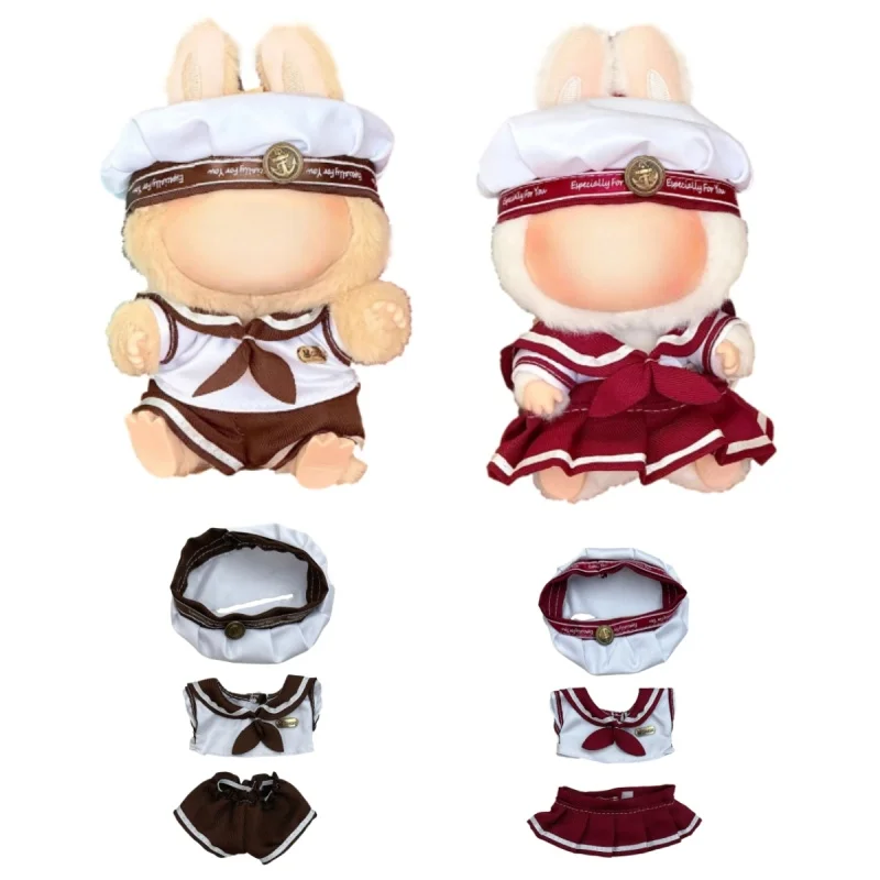 

For Labubu Clothes 17cm Plush Dolls DIY Decorative Accessories Tops, Pants Hats, Sailor Suit Sets Birthday Gifts for Girls Toys