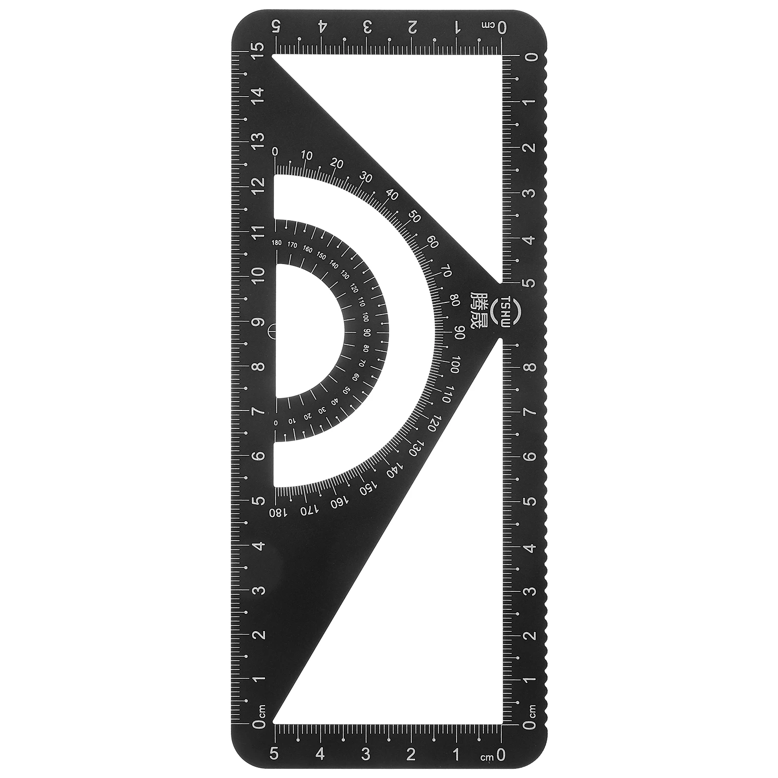 

Multipurpose Metal Ruler Black Aluminum Alloy Protractor Triangle Ruler Set Straightedge Geometry Tool Student Supplies