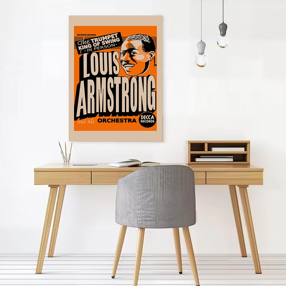 Louis Armstrong Canvas Wall Arts Poster Customizable Pictures Printing for Room Specialty and Themed Home Decor Items Painting