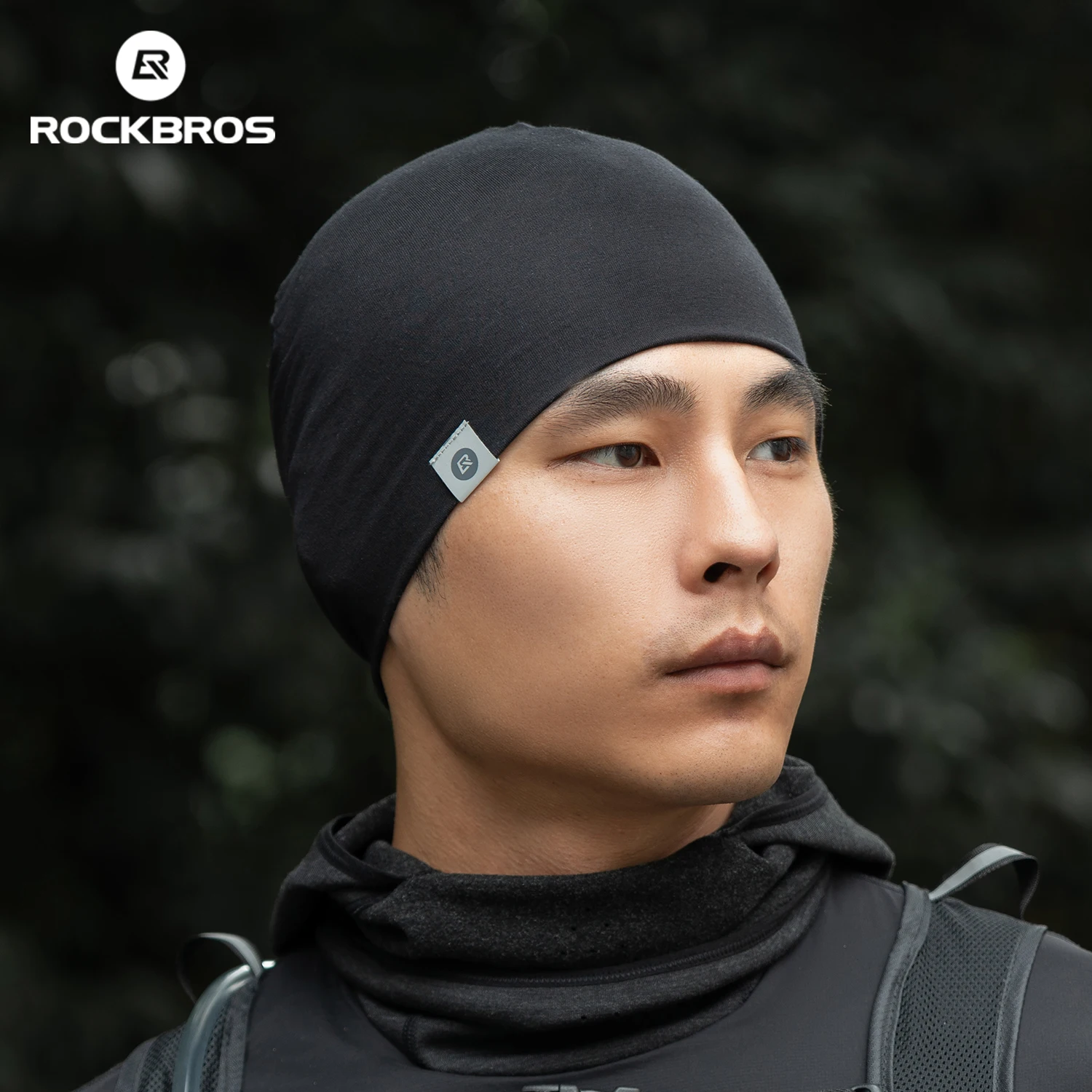 ROCKBROS Cycling Hat Windproof Warm Liner Beanie Full Ear Coverage Bike Cap Breathable Quick Dry Elastic Hat For Outdoor Sports