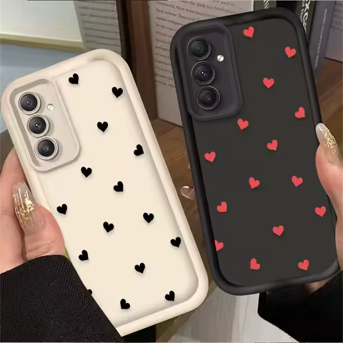 Black Small Love Heart Case for Samsung Galaxy A54 A05 A05S A34 A24 A14 A53 A33 A23 A13 A52 A52S A32 A22 A12 A71 A51 A31 A50