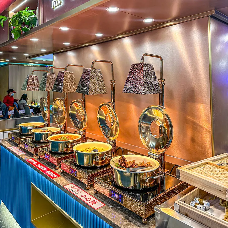 Hotel commercial stainless steel food insulation lamp catering buffet food barbecue pizza double head three head heating lamp