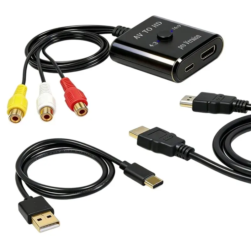 ABNR RCA AV To HDTV Converter 1080P CVBS Video Audio Adapter 16:9/4:3 Conversion For HDMI Cable