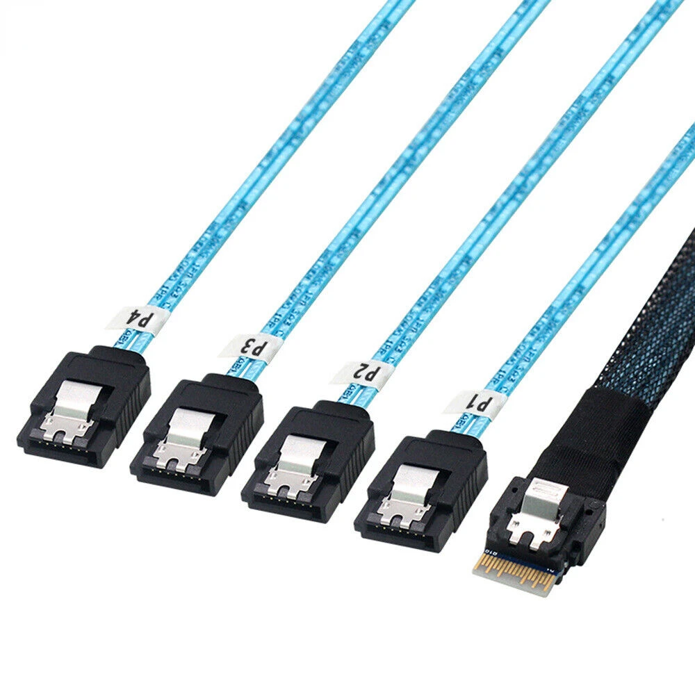 

High-quality Slimline SAS SFF-8654 4i 38P to 4 Ports SATA server connection cable