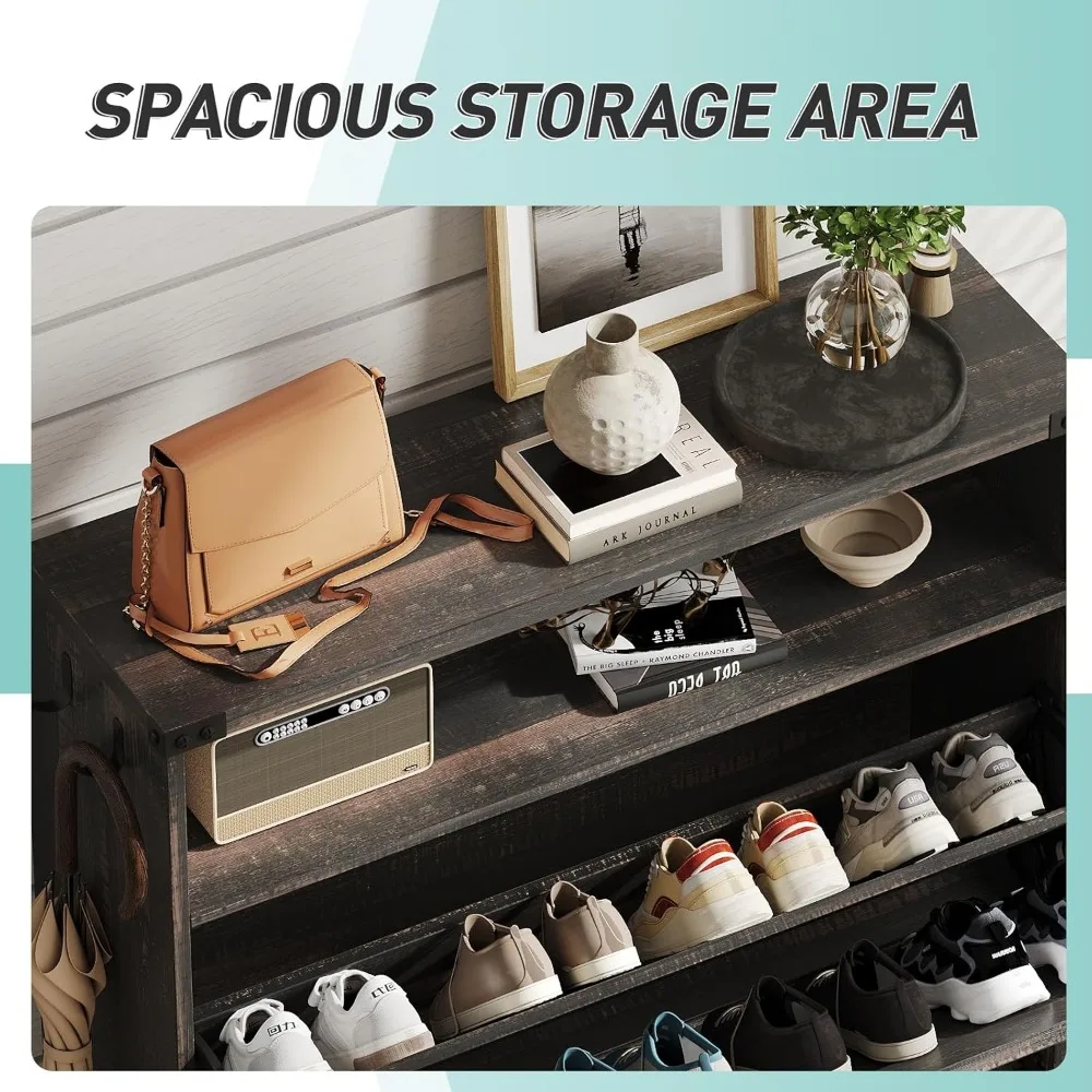 "خزانة تخزين الأحذية الضيقة القائمة بذاتها مع درجين ورفوف مفتوحة"