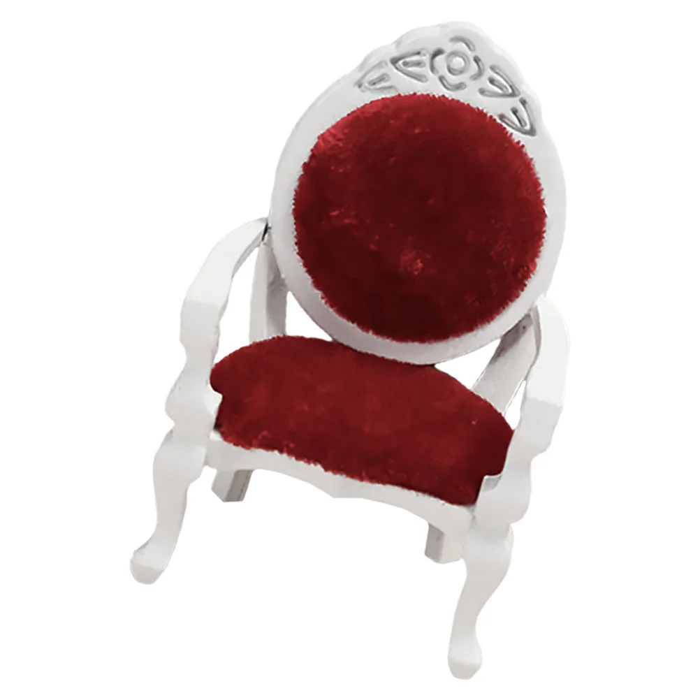 

Mini European Style Small Chair Miniature Armchair Ornaments House Chairs Adorable Furniture Velvet