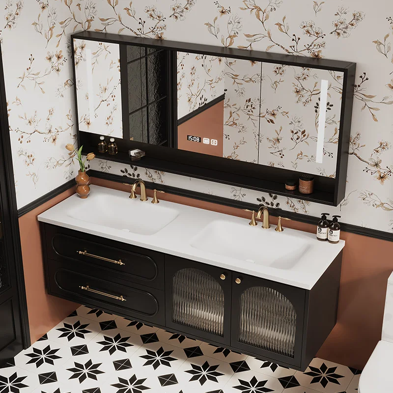 

Французский ретро шкаф для ванной комнаты, комбинированная каменная плита, встроенный шкаф для ванной комнаты с горячим изгибом, Bonito E Elegante, мебель для дома