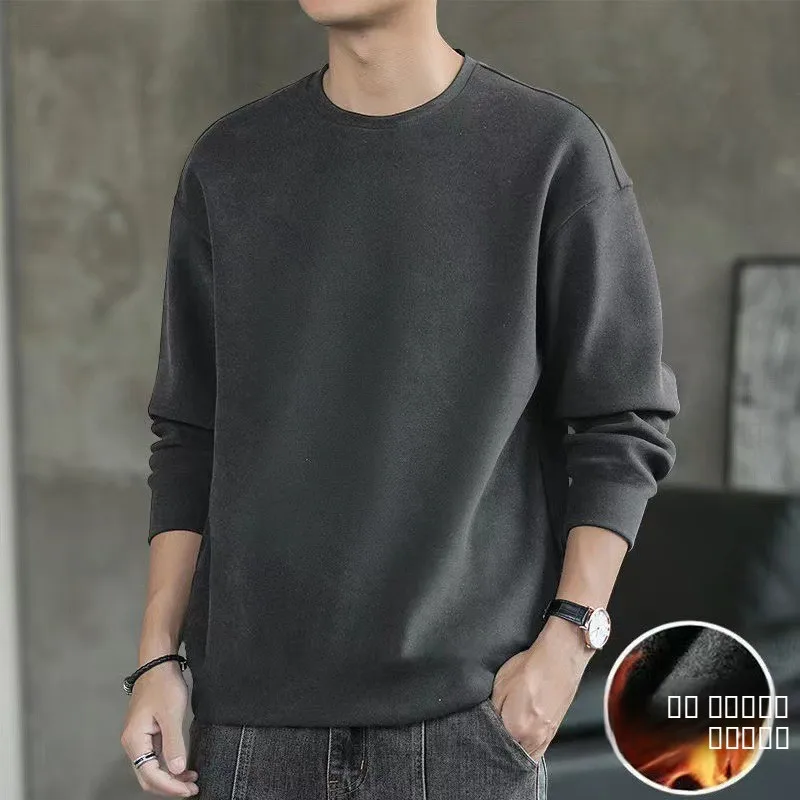 

Теплая внутренняя двусторонняя мужская футболка Fce Long Sve round Ne Loose, осень-зима, новинка, базовый слой irt