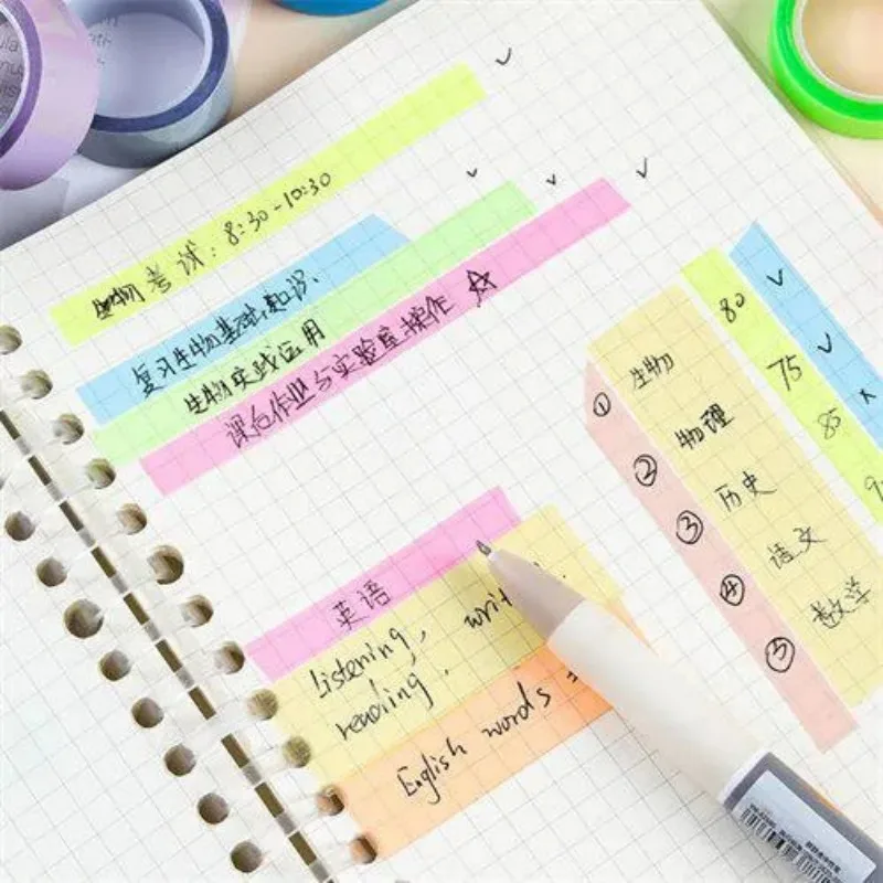 Transparent Fluorescent Index Tabs School Office Supplies Tape Sticky Notes