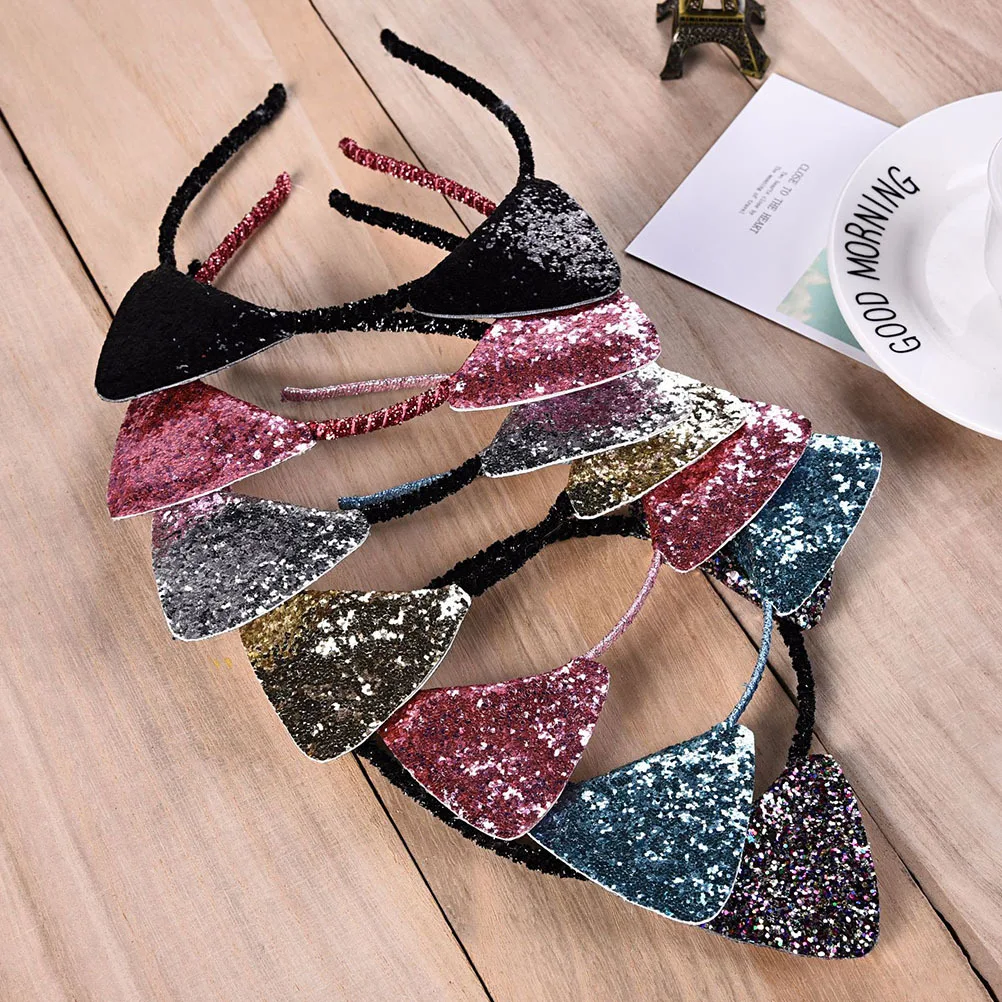 

4pcs Cat Ear Hairband Sequin Headdress For Festival Party Photo Props 'S Headwear Cosplay Performance Accessory