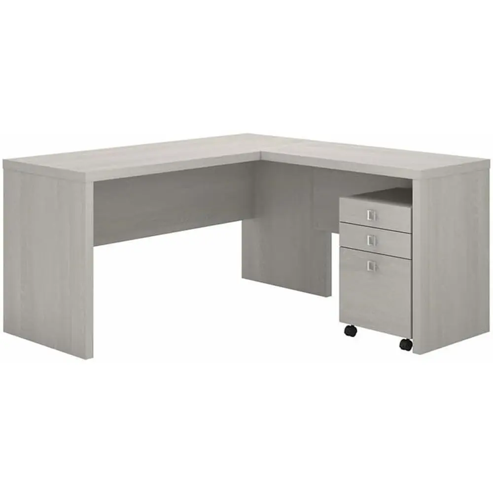 

Gray Sand L-Shaped Desk with Mobile File Cabinet for Home or Professional Office