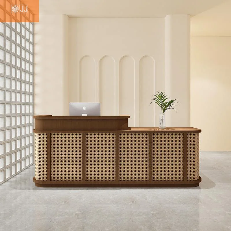 

Стойка ресепшн в стиле ваби-саби из ротанга для магазина одежды, бара, кассы, небольшой винтажной ювелирной лавки, ресторана B&B