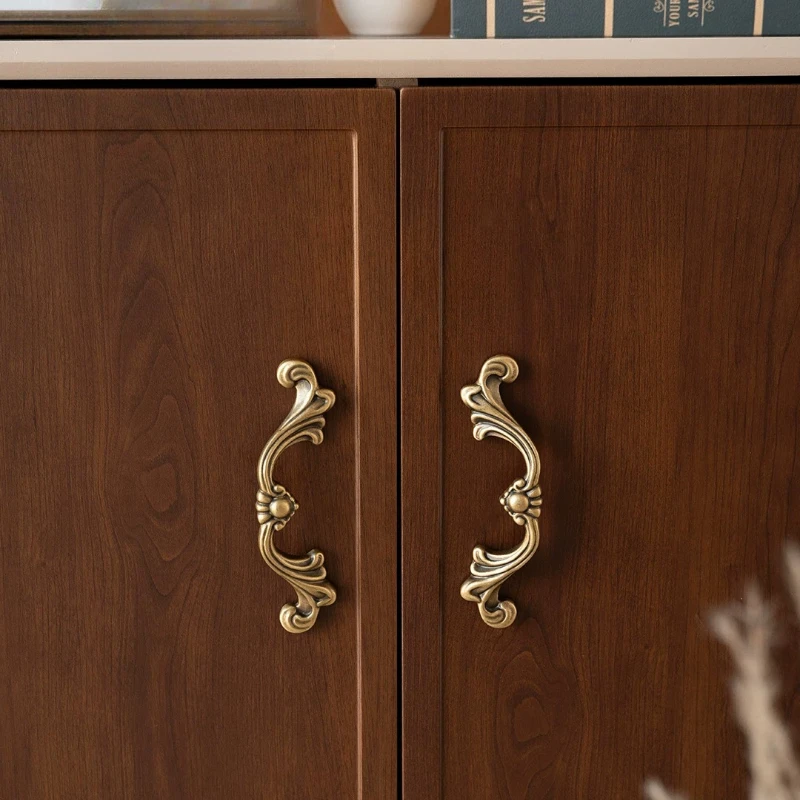 Brass Song's Aesthetics Antique Style Handles Retro Copper Rose Dressing Shoe Cabinet Drawers French Wardrobe Hardware Handles
