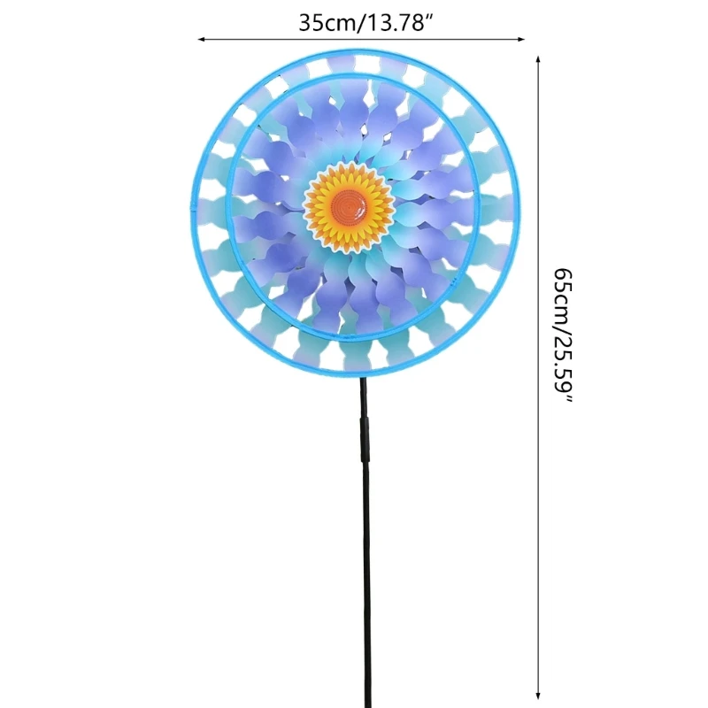 Exquisite Garden Wind Spinner Colorful Double Layer Stakes Windmill Yard Decors