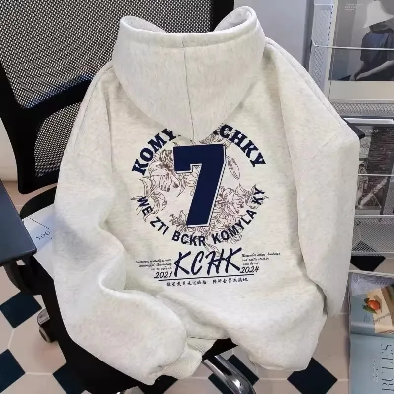 

Толстовка-худи в американском уличном стиле больших размеров, утепленная флисом, с принтом, унисекс, осенне-зимняя, теплая, удобная, с капюшоном