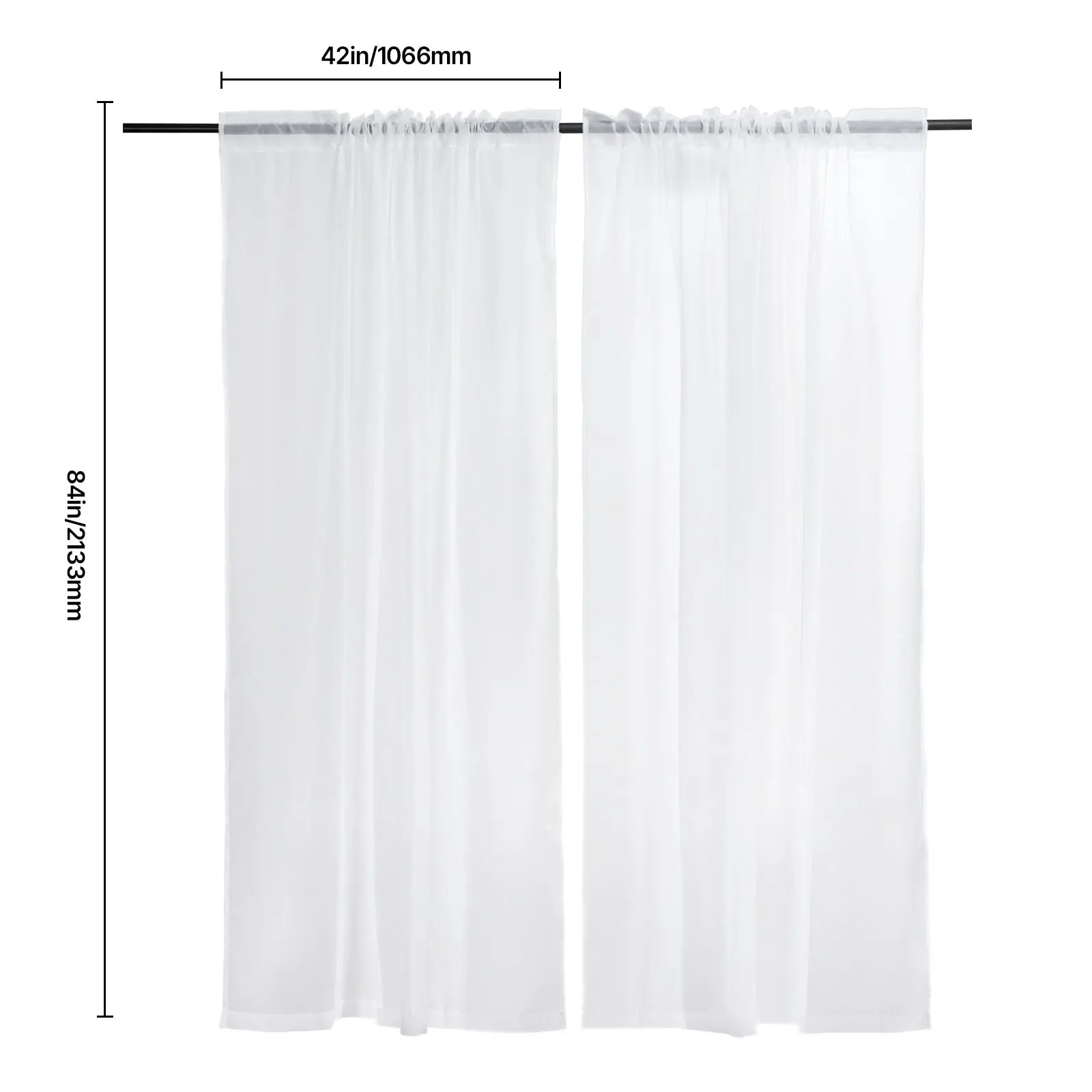 Sheer Curtains, 84 inches Long, 2 Panels Set Sheer White Curtains, Each 52