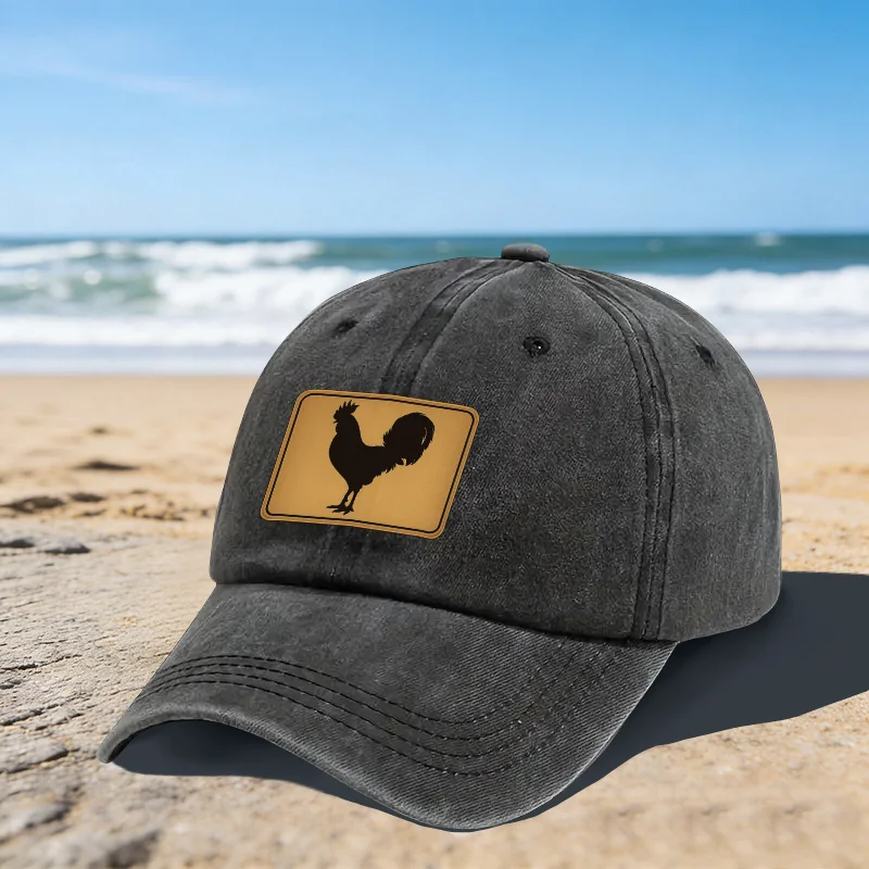 Rooster Silhouette Baseball Cap Unisex Adjustable Cotton Outdoor Sun Hat for Farm Camping Vintage Festivals