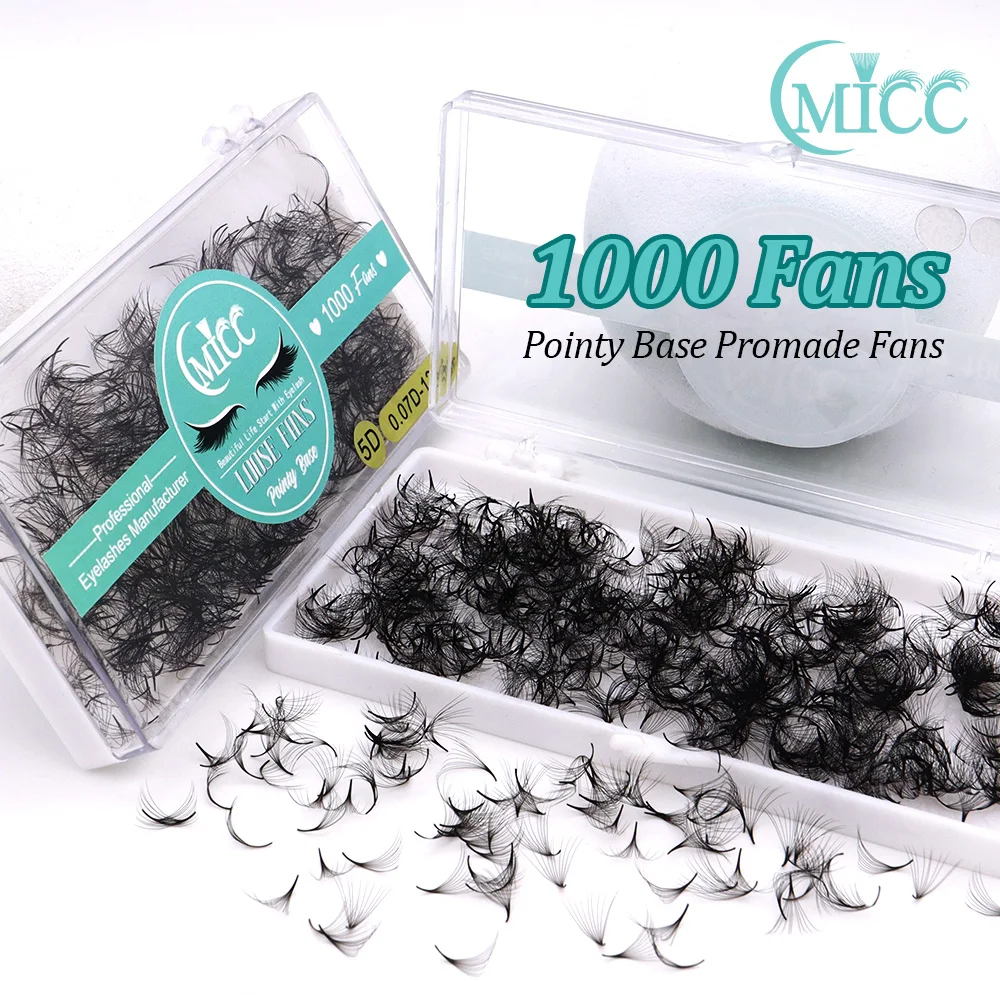 1000 Fans Losse Fans Dunne Puntige Basis Premade Fans Wimper Russisch Volume Scherpe Smalle Stam Cluster Wimper Extensions Faux Nerts