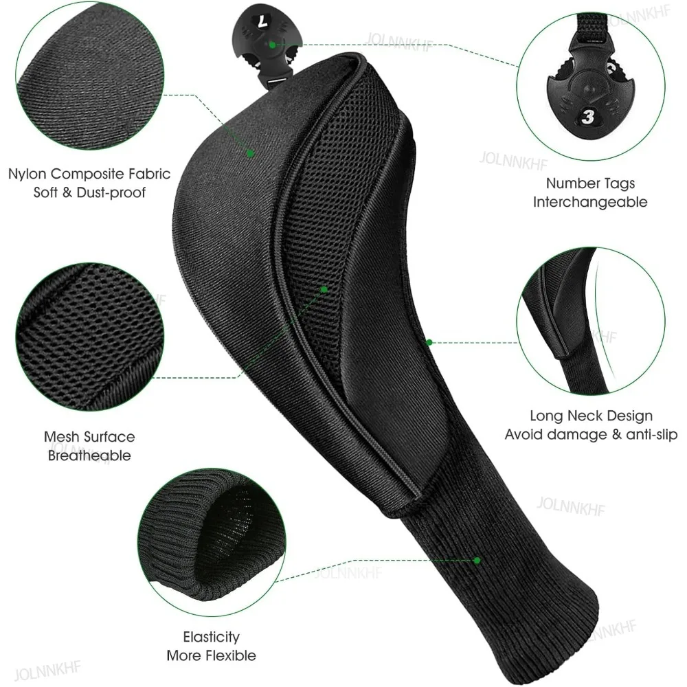 Fairway Golf HeadCover 3Pcs/Set Long Neck Golf Club Head Covers Wood Driver Protect Headcover Number Tag Golf Accessories
