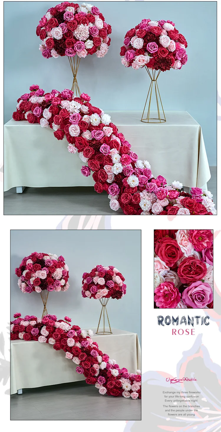 Großhandel Fuchsia Künstliche Rosenblütenkugel Hochzeitsgang-Dekoration Tisch-Mittelstück Fenster- und Ausstellungsstand Kunstblumenkugel – Detail 10