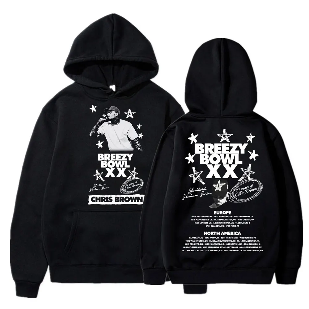 2026 Men's Chris Brown micro bowl hoodie Men's Hip-hop oversized street hooded sweatshirt men