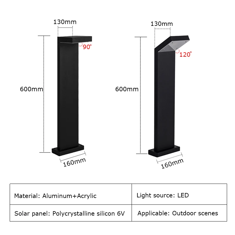 Solar Powered Pathway Lamp 60cm Aluminum IP65 Waterproof Landscape Lighting for Yard Lawn Patio Driveway Sidewalk Walkway Garden