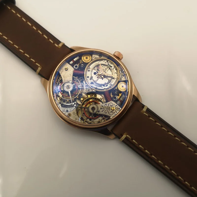 44mm Men\'s Vintage Watch Punk Automatic Mechanical Watch Stainless Steel Sapphire 50M Waterproof Unique Handmade Customization