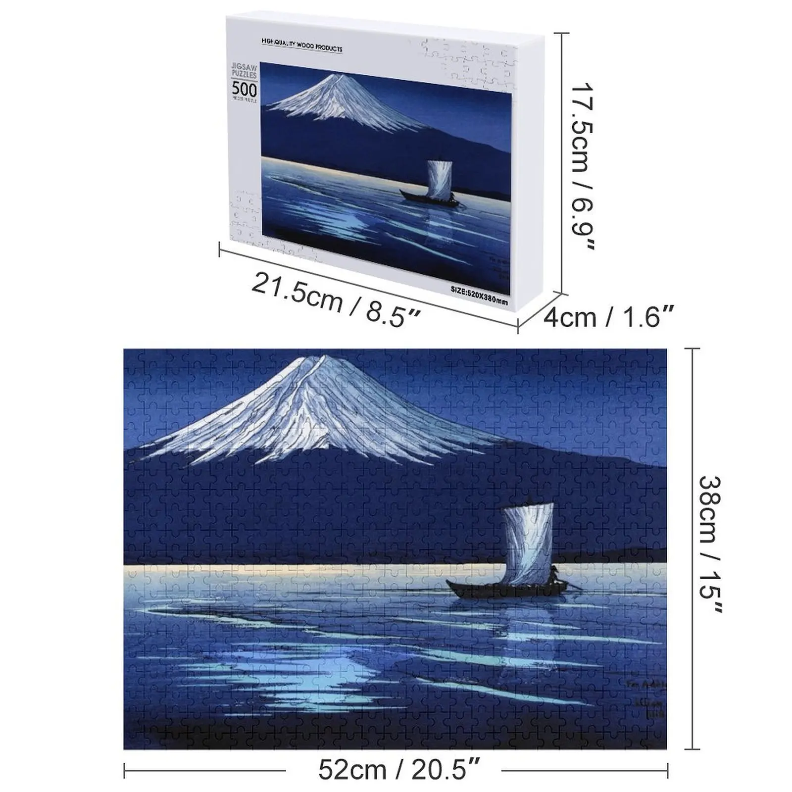 Feu de lune sur Mt. Fuji Puzzle Bois pour adultes Puzzle de nom en bois