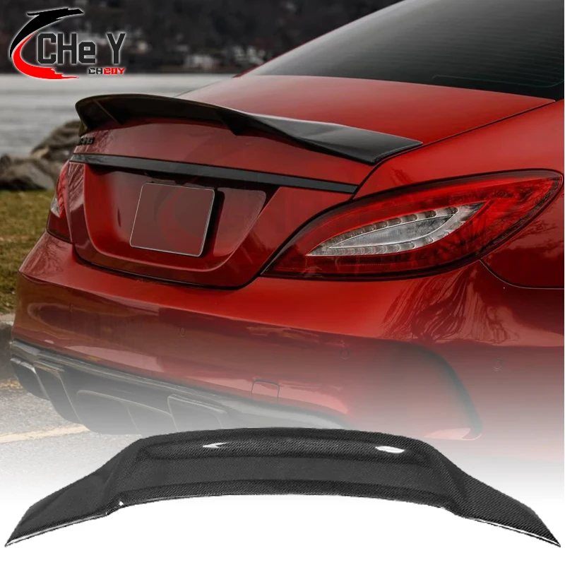 For Mercedes CLS Class W218 AMG Spoiler Forged Carbon Fiber Rear Trunk Spoiler Wing R Style 2011 2012 2013 2014 2015 2016