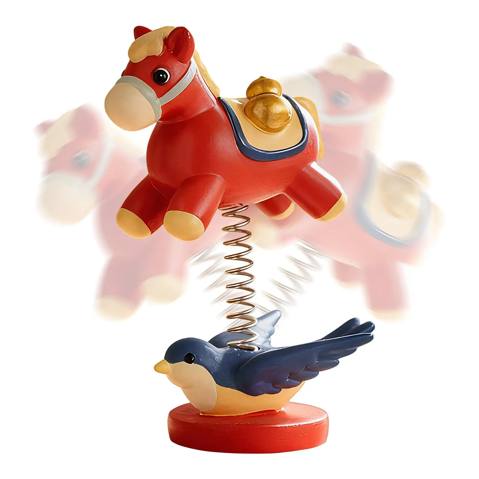 2026 Year of Horse Car Dashboard Ornament Vintage Rocking Horse Statue Resin Decor for Chinese New Year Gift Car Decoration