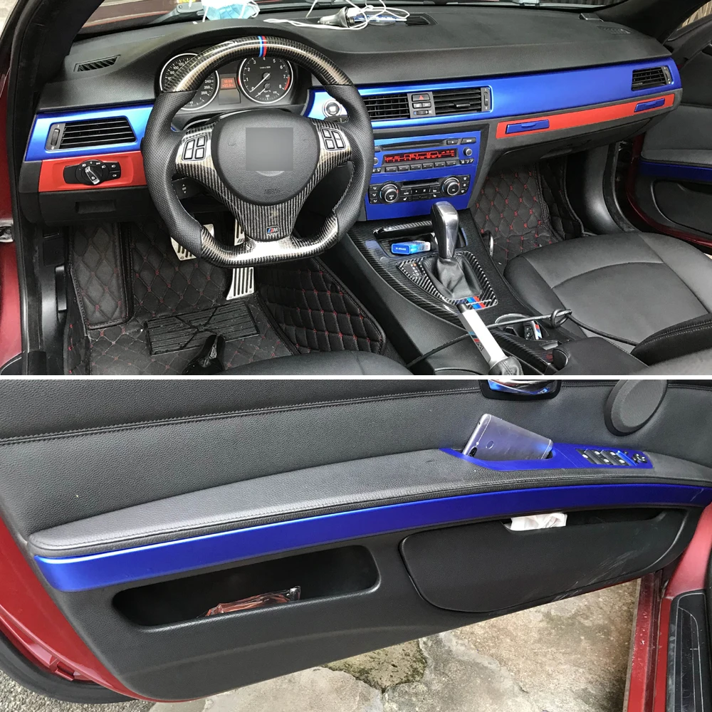 Car-Styling Carbon Fiber Car Interior Center Console Color Change Molding Sticker Decals For BMW 3 Series E92 E93 coupe2005-2012