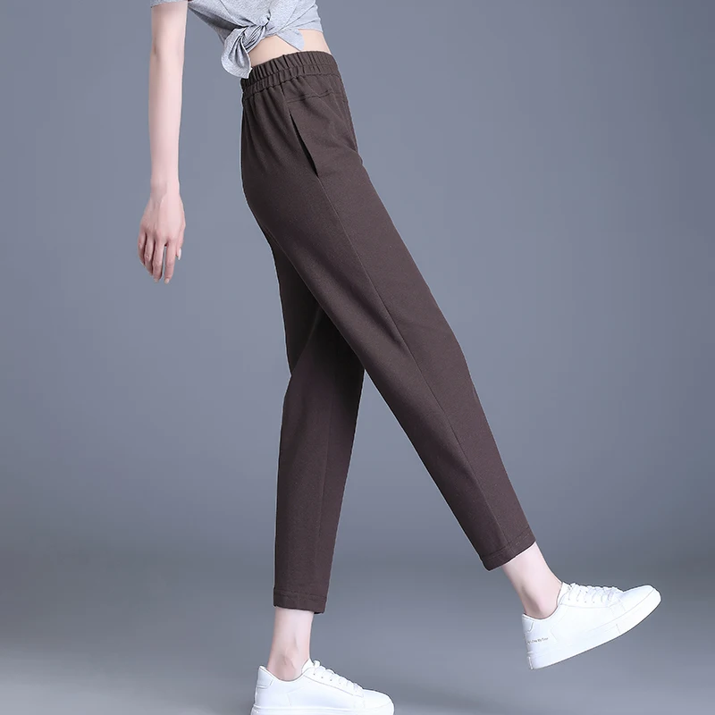 

Korean Harun Pants Women's Radish Pants Spring Thin Large Fat MM Small Feet High Waist Slim Versatile Red Casual Crop Pants