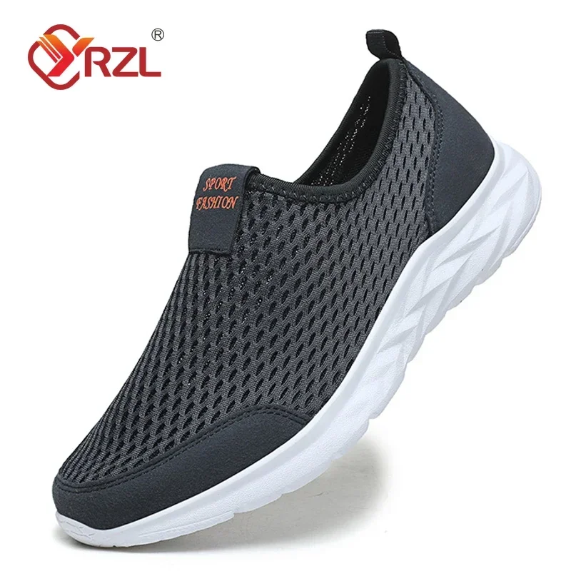 YRZL Men\'s Sneakers Breathable Mesh Men Casual Shoes Outdoor Non-Slip Big Size Loafers Walking Lightweight Male Tennis shoes