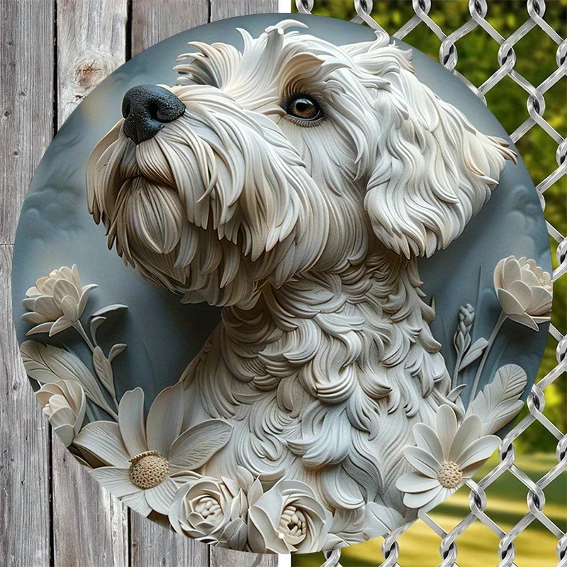 

Aluminum metal sign, flat circular wreath design, hippie-themed decor for dormitory, Valentines Day gift, wall art, 2D