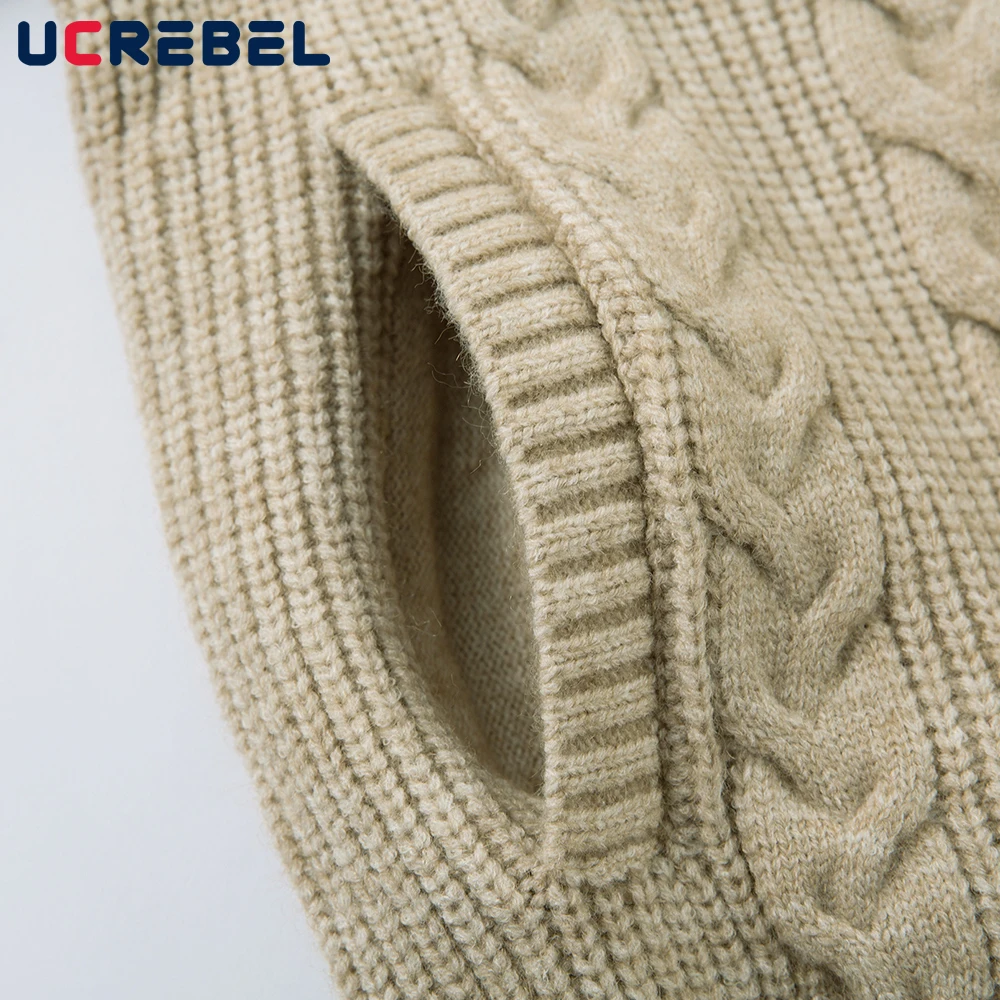 เสื้อสเวตเตอร์คอปกสไตล์เรโทรสำหรับผู้ชาย ฤดูใบไม้ร่วง ฤดูหนาว สไตล์ไฮสตรีท ทรงหลวม แขนยาว ถักนิตติ้ง เสื้อคลุมสำหรับผู้ชาย