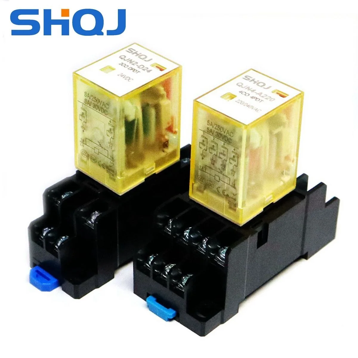 

5PCS/LOT SHQJ POWER RELAY QJN2 QJN4 24VDC 220VAC 2Set or 4Set Intermediate relay 2CO 8A DPDT 4CO 5A 4PDT